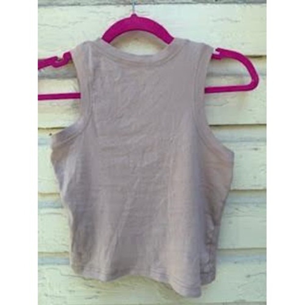 Wild Fable Mauve Taupe Ribbed Tank Top High Neck Sleeveless Crop Top XS - Picture 2 of 2